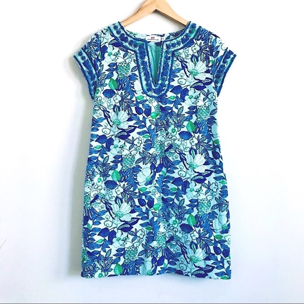 Blue Floral Shift Dress - Lightweight Summer Dress